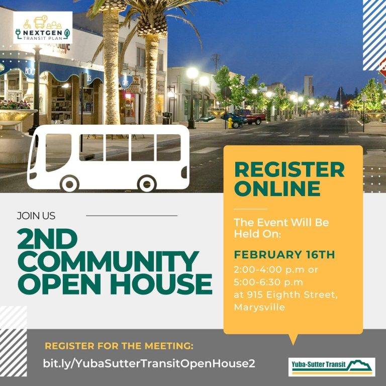 Public Invited to Yuba-Sutter Transit Community Open House Today, Link to Register Here