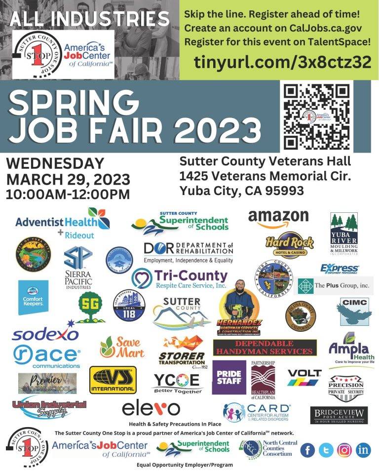 Sutter County One Stop Spring Job Fair Today