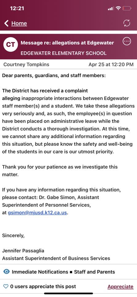 Marysville School District Puts Staff Members on Leave for Alleged “Inappropriate Interactions” at Edgewater Elementary