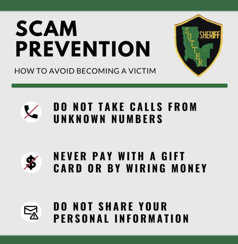 Another Phone Scam Warning from the Sutter County Sheriff