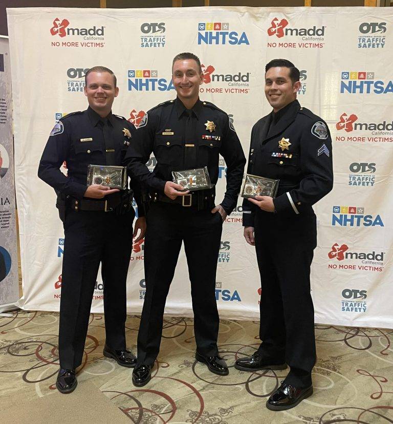 Three Yuba City Police Officers Receive Awards from Mothers Against Drunk Driving