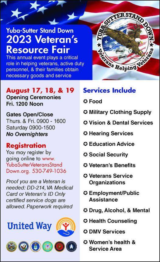 Yuba-Sutter Stand Down Veteran’s Resource Fair Opening Ceremony Today