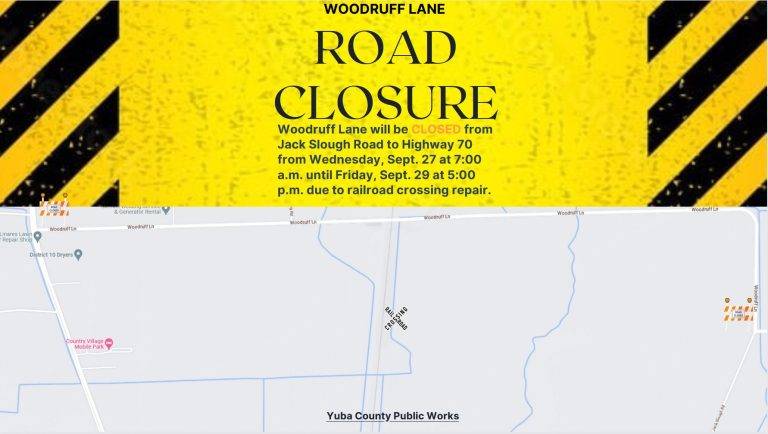 Yuba County Foothills Road Closure Tomorrow
