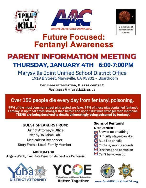 Fentynal Awareness Parent Information Meeting Scheduled This Evening in Marysville