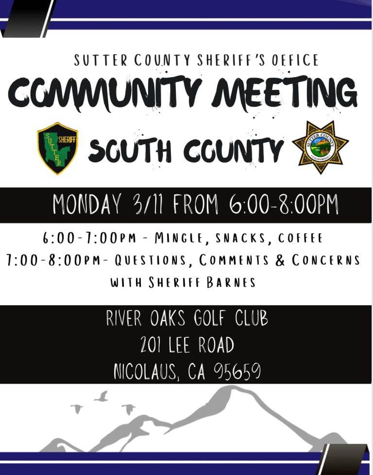 Sutter County Sheriff Hosting Community Meeting This Evening