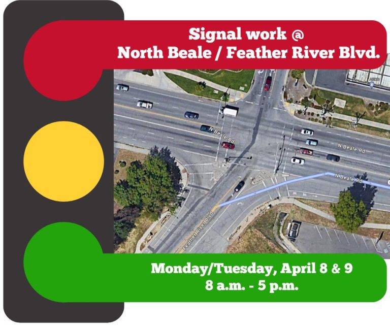 Traffic Signal Work Today & Tomorrow at North Beale & Feather River Boulevard, Expect Delays