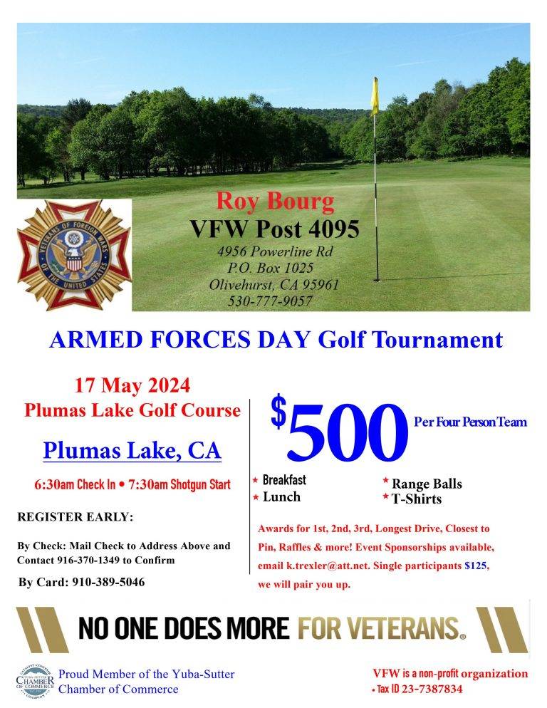 Golf Tournament Fundraiser Tomorrow for Olivehurst VFW Post