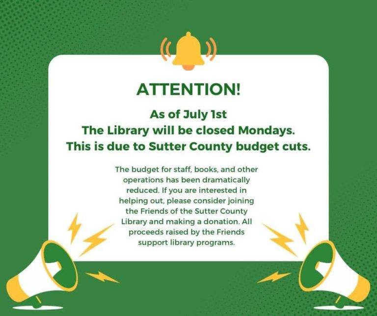 Sutter County Library Budget Woes Force Reduced Hours