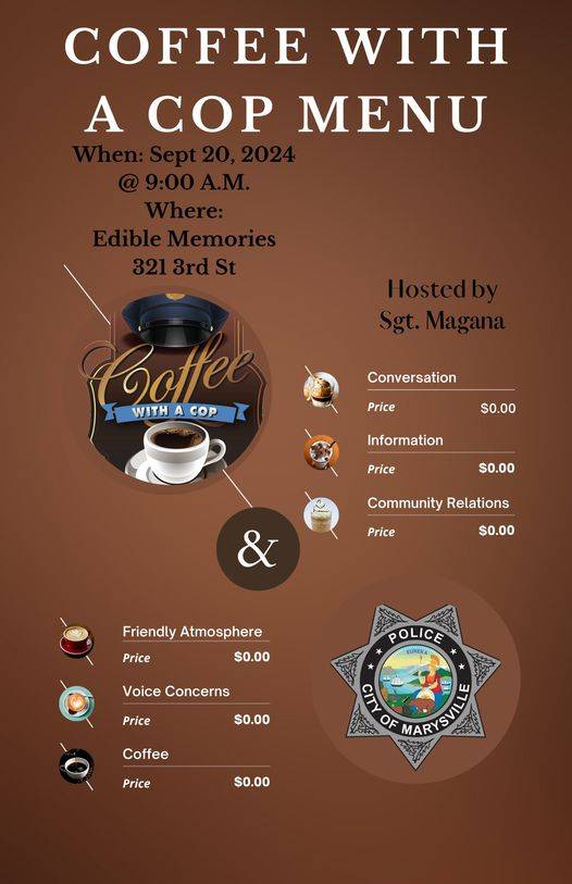 Marysville Police Invite You to ‘Coffee With a Cop’ This Morning at 9