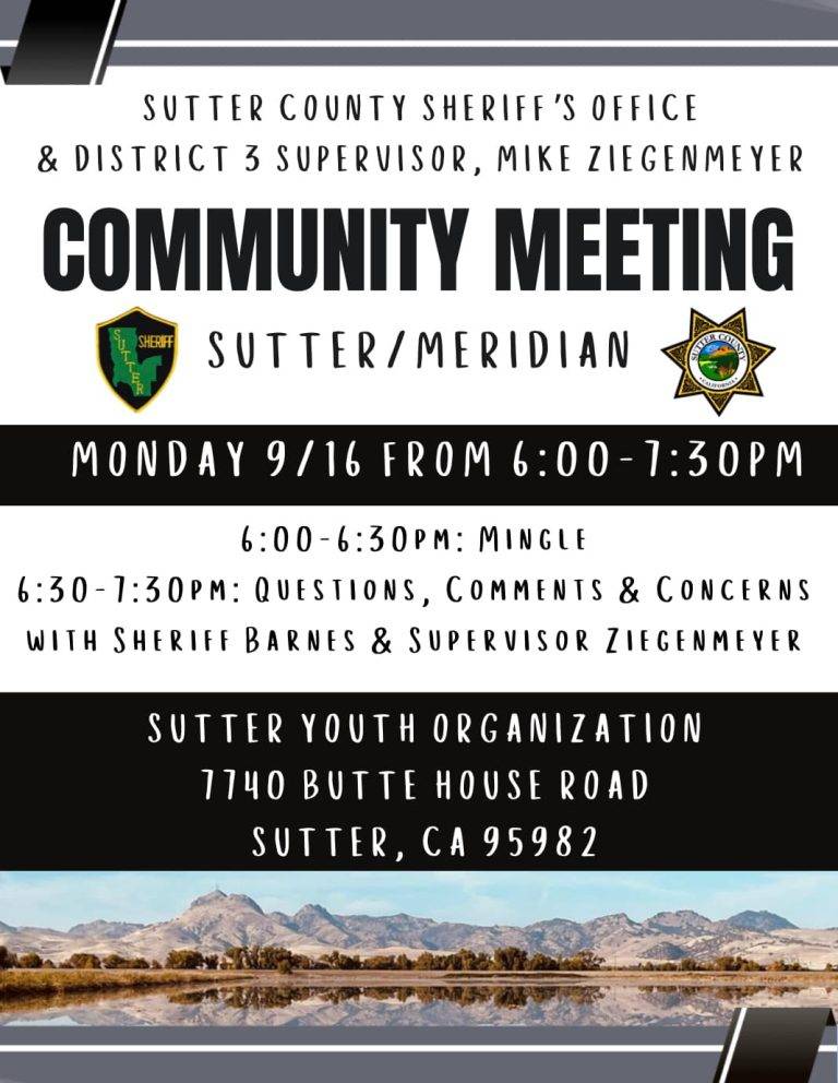 Sutter County Sheriff’s Community Meeting This Evening