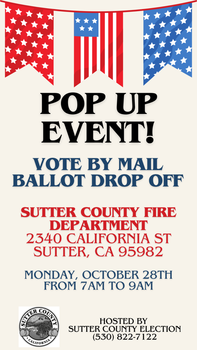 Ballot Drop Off Today at the Sutter Fire Station in Sutter