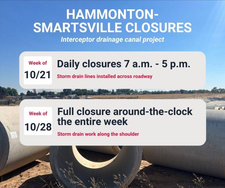 ‘Hard Closure’ This Week on Hammonton-Smartsville Road