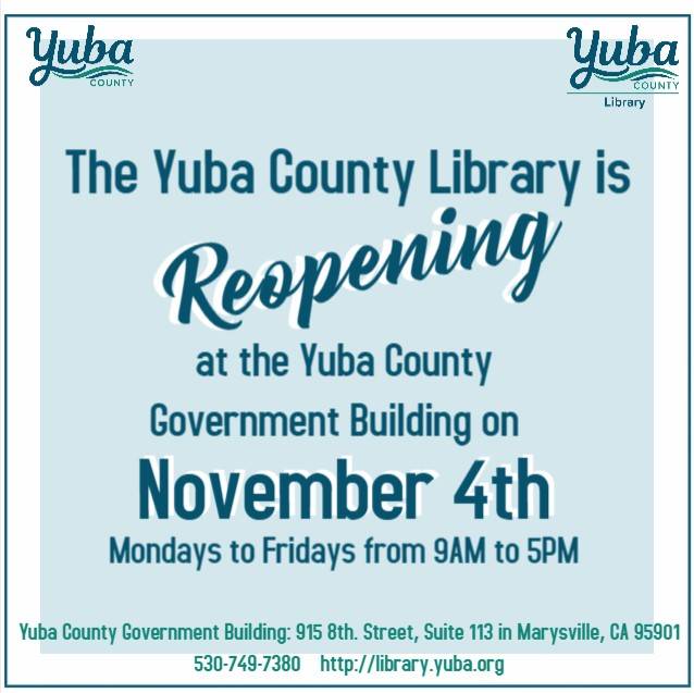 Yuba County Library Announces Opening Date for New, Temporary Location