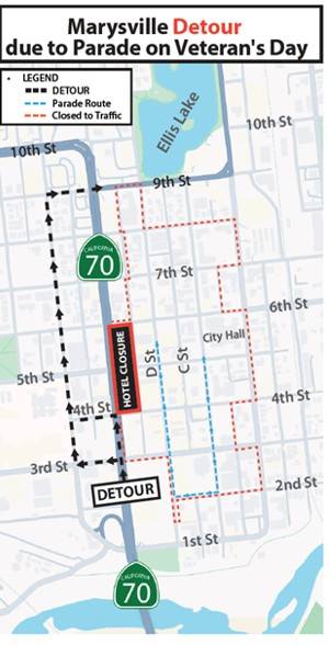 Marysville Street Closures Today for Veteran’s Day Parade